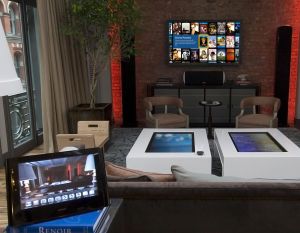 Video Room with Touchscreen Coffee Tables