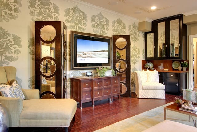 Hidden TV Mirror in Living Room
