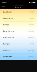 Select Color Temperature with Savant